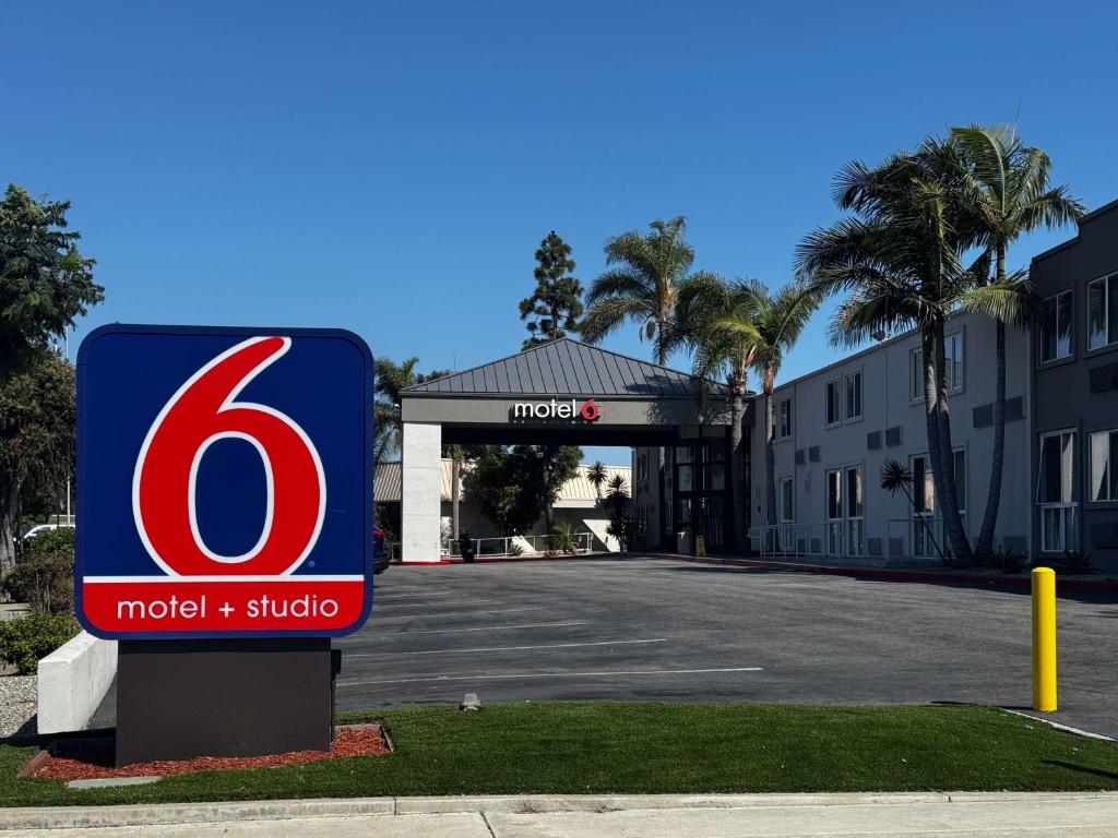 a sign in front of a mobil gas station at Studio 6 Suites Carson, CA in Carson