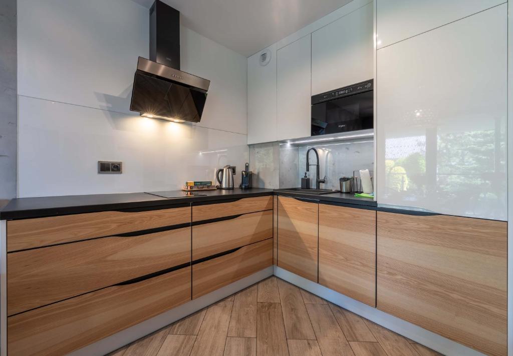 Kuchyň nebo kuchyňský kout v ubytování Apartamenty Kalinowa z sauną i bawialnią - Dream Apart