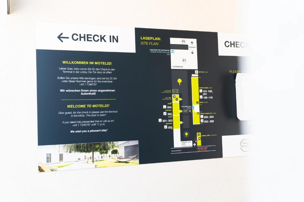 Certifikát, ocenenie alebo iný dokument vystavený v ubytovaní motel22 Parkplatz inklusive
