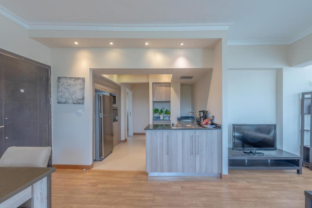 Kuchyň nebo kuchyňský kout v ubytování Maadi Stylish modern apartment 7
