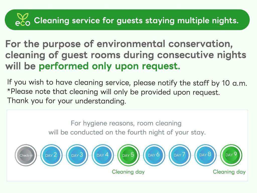 a screenshot of the cleaning service for guests staying multiple nights at Hotel Actel Nagoya Nishiki in Nagoya