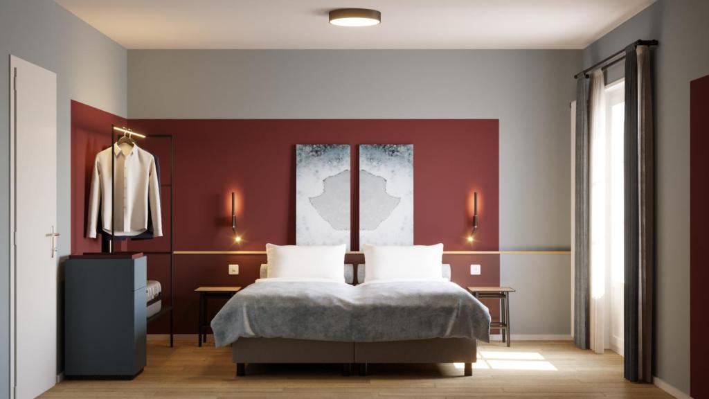 Postel nebo postele na pokoji v ubytování Châtonneyre Hotel & Restaurant