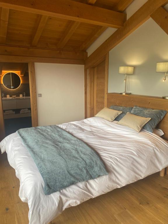 Postel nebo postele na pokoji v ubytování Chalet du Feug