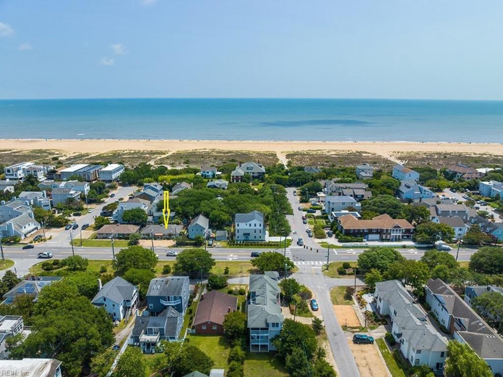 an aerial view of a residential neighborhood with the beach at Endless Beach #A,Oceanfront,3bedrooms-2bath-Pet Friendly in Virginia Beach