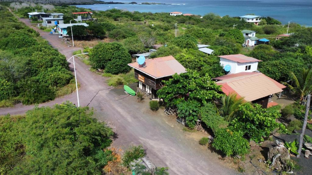 an aerial view of a house on a hill at El Pajas in Puerto Velasco Ibarra