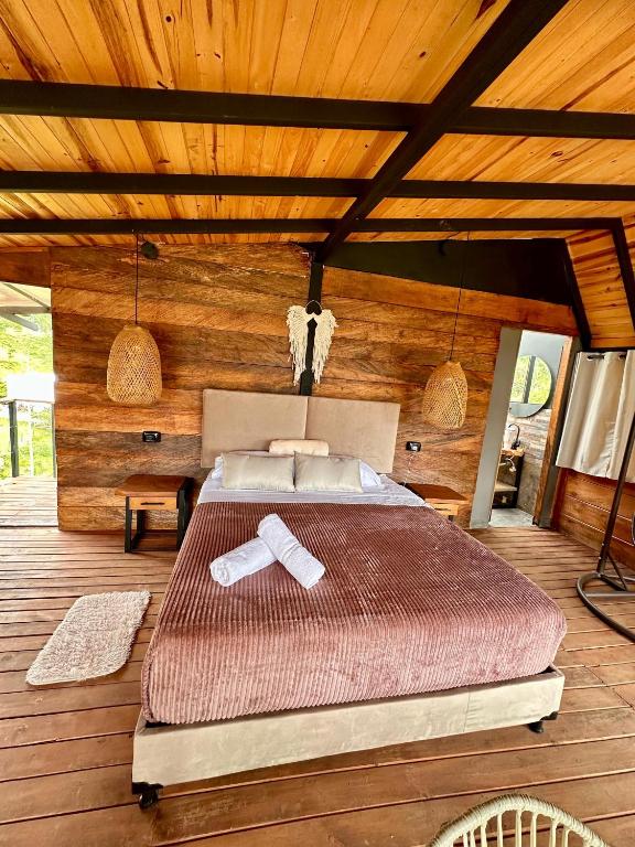 Postel nebo postele na pokoji v ubytování Ecoedén glamping
