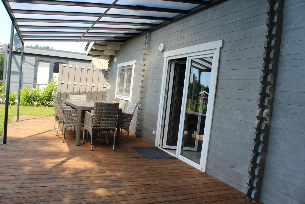 Balkón nebo terasa v ubytování Ferienhaus Harmonie, Sauna,Seeblick, familienfreundlich