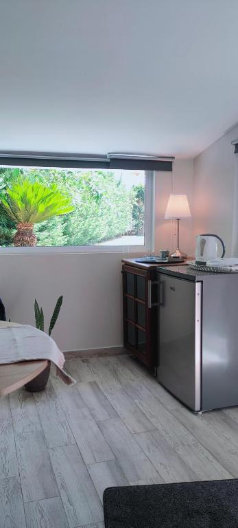 Kuchyň nebo kuchyňský kout v ubytování Cosy Garden Studio