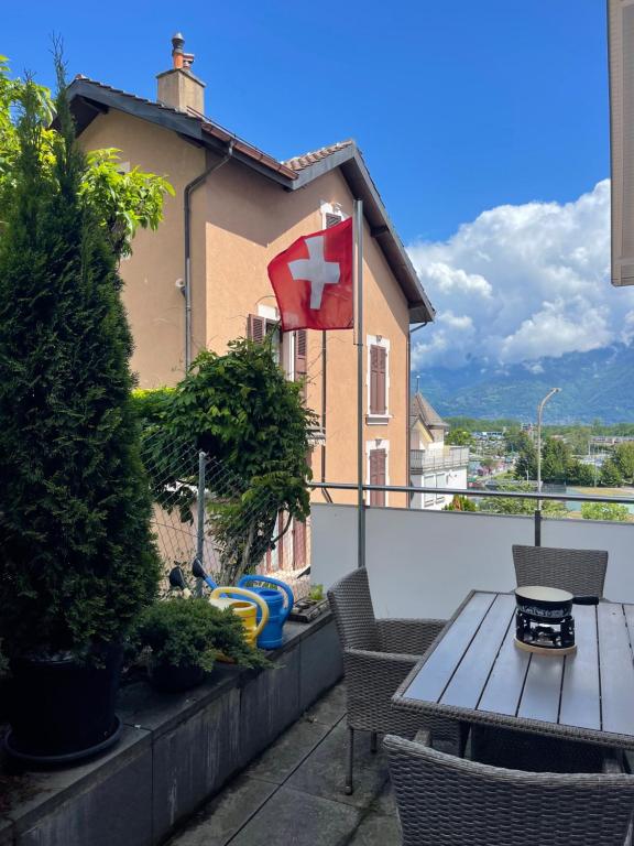 Balkón nebo terasa v ubytování Lake Geneva