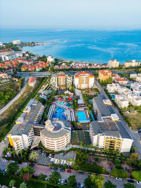 an aerial view of a resort near the ocean at My Home Resort Hotel- Ultra All Inclusive in Avsallar