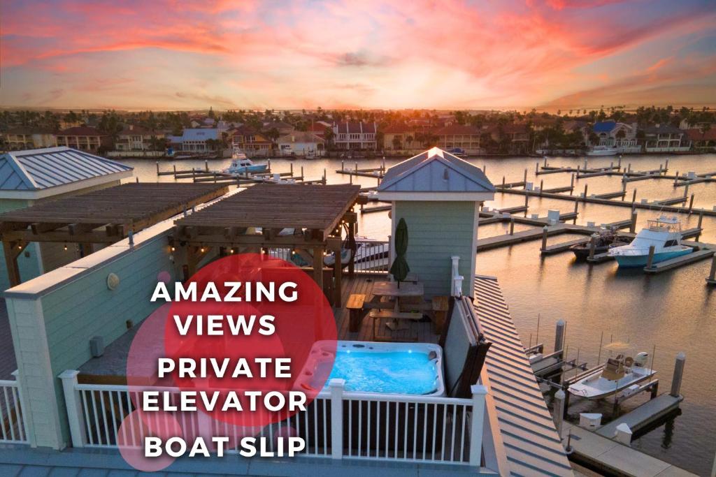 an image of a private elevator boat slip at a marina at By Air & By Sea in Port Aransas