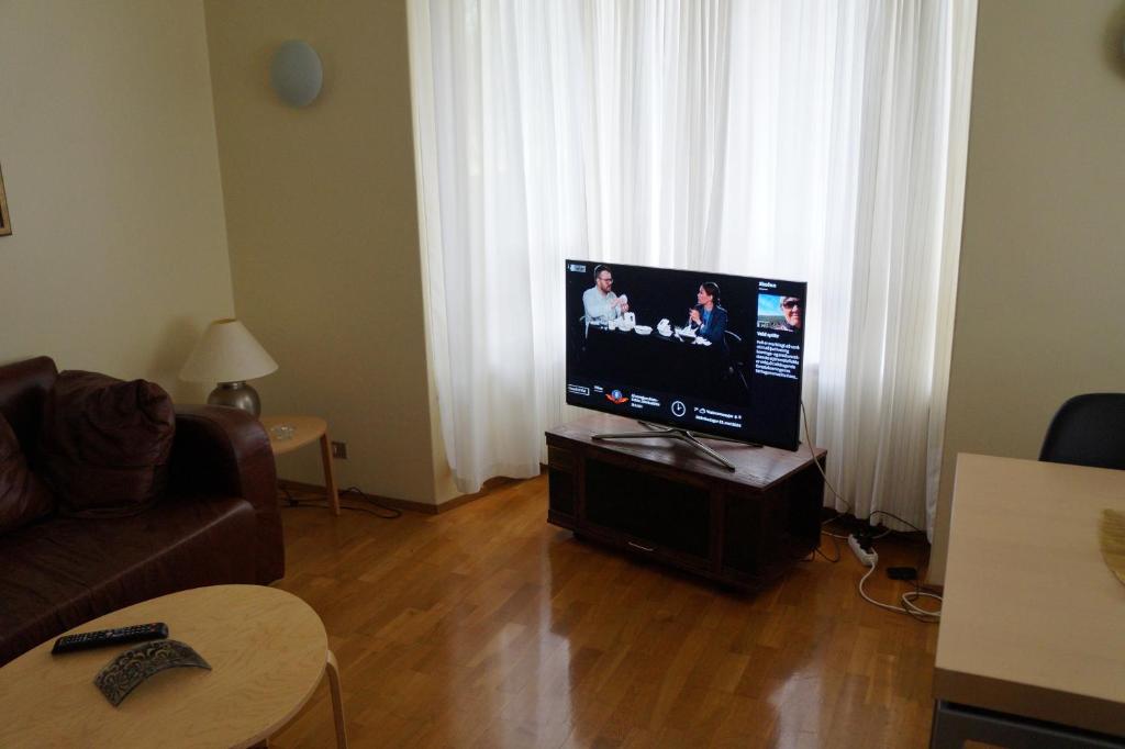 TV a/nebo společenská místnost v ubytování Skógar Apartment