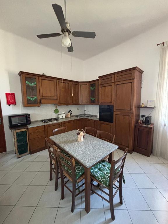 a kitchen with a table with a cat sitting on it at Appartamento VialeMarconi139, San Miniato in San Miniato Basso