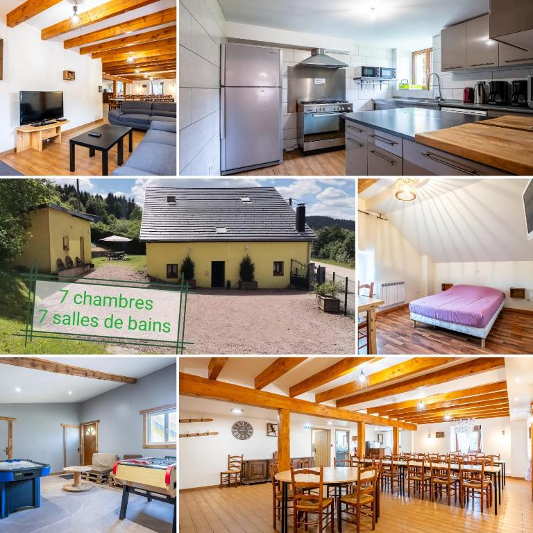 un collage de photos d'une cuisine et d'une maison dans l'établissement Gite St Joseph gitesdes2vallees, à Ventron