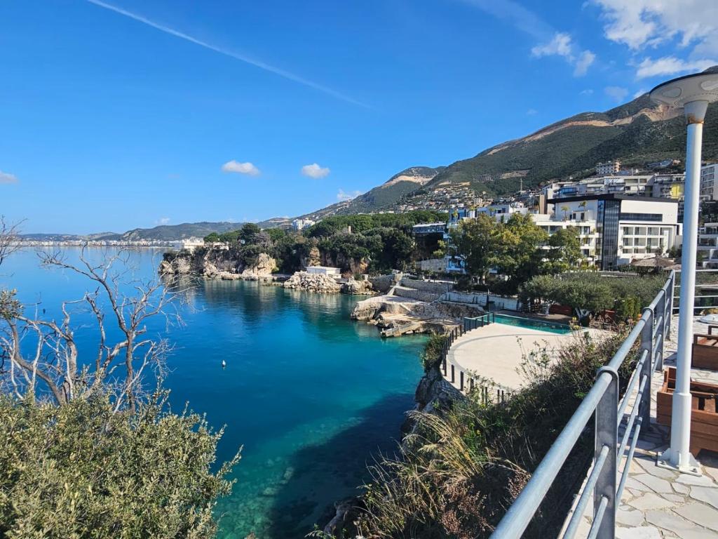 uitzicht op een rivier in een stad bij Happy Blue 2 in Vlorë