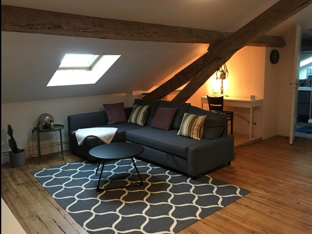 un salon avec un canapé et un tapis dans l'établissement Jeanne Marie, à Bayonne