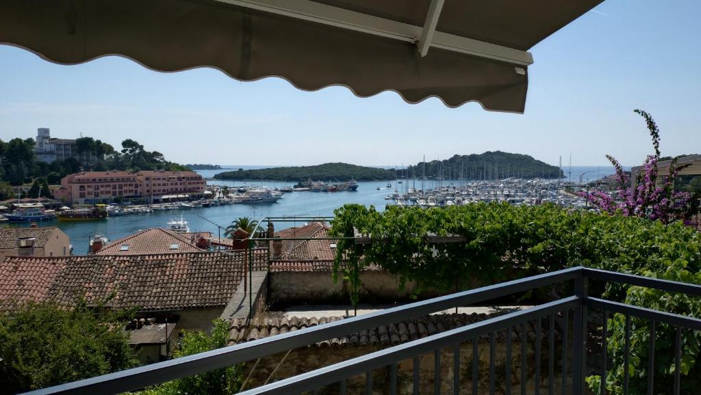 a view of a harbor from a balcony at Apartment Tacoma in Vrsar