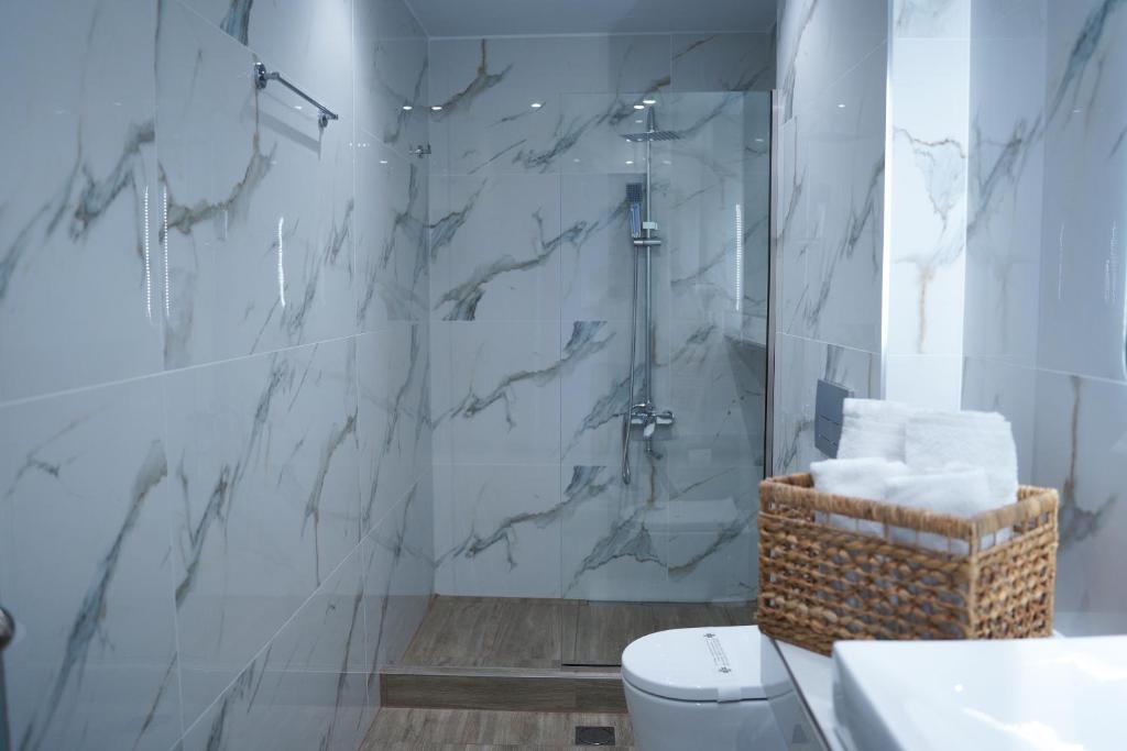 Koupelna v ubytování Hotel Lefkes