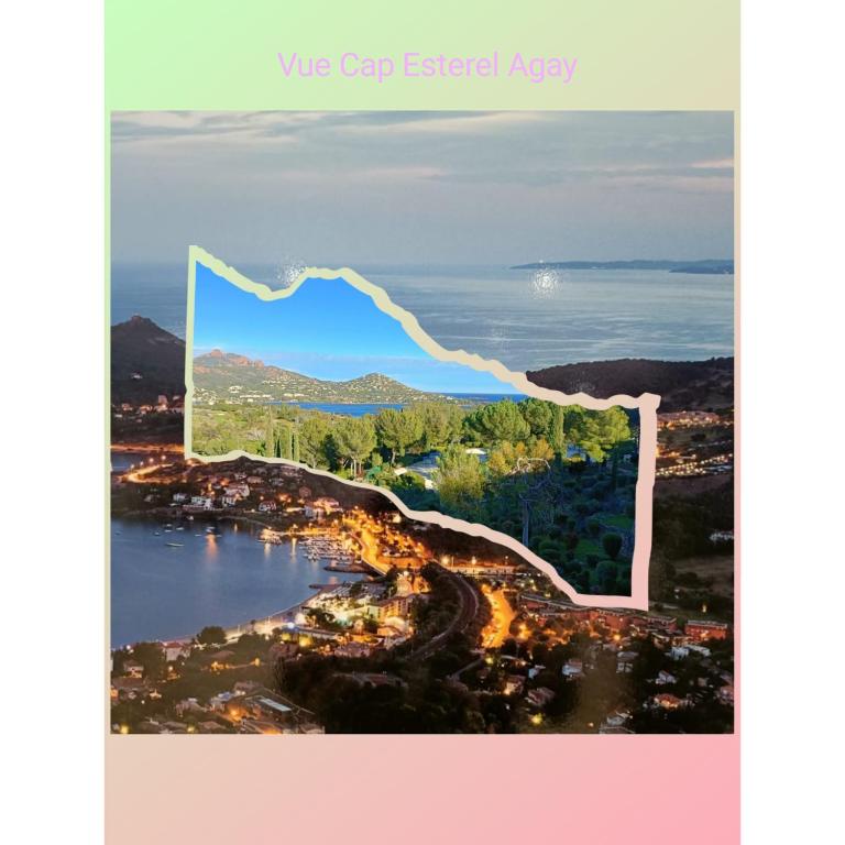 a poster of a city and a lake at CAP ESTEREL VILLAGE VACANCES T2 vue mer AGAY in Saint-Raphaël
