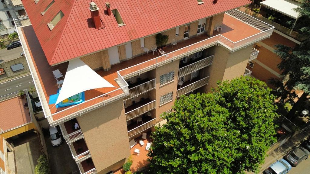an overhead view of a building with a red roof at Villa Angeli in Rome
