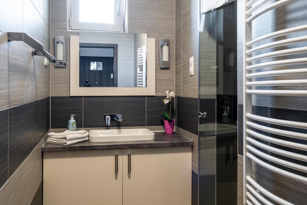 Koupelna v ubytování Aranymandula apartmanok