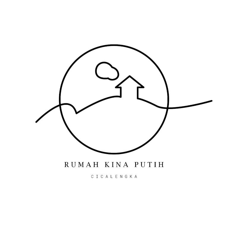 a continuous line drawing of a house in a circle at Rumah Kina Putih in Bandung