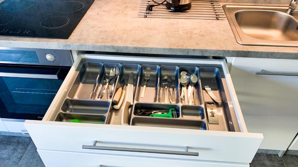 Kuchyň nebo kuchyňský kout v ubytování Apartmánové domy Lipno 1