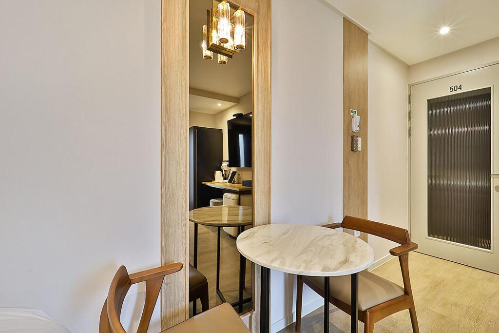 Kuchyň nebo kuchyňský kout v ubytování Rubato Hotel Ulsan Junggu
