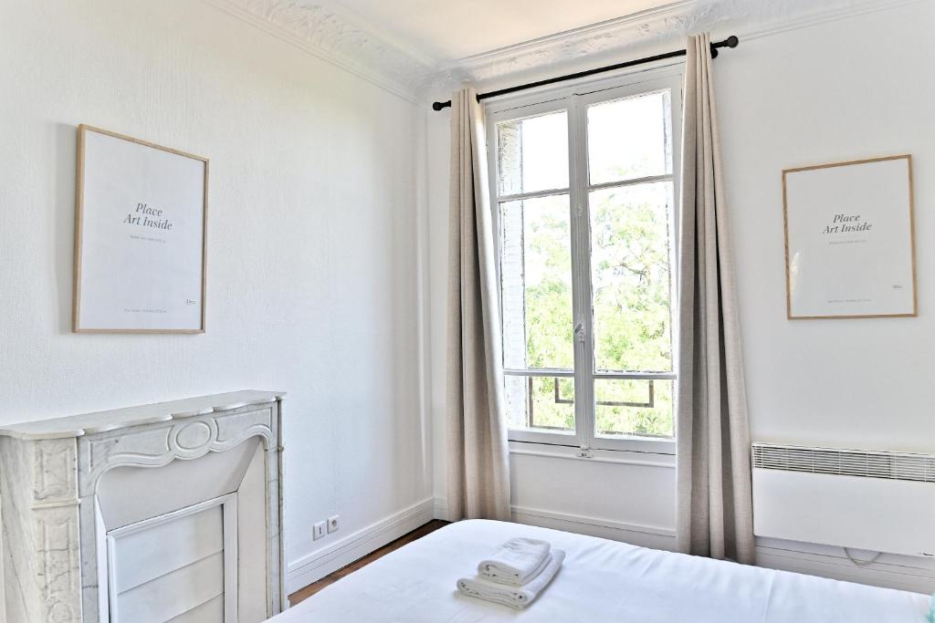 Postel nebo postele na pokoji v ubytování Appartement Spacieux et paisible Magnifique Vue