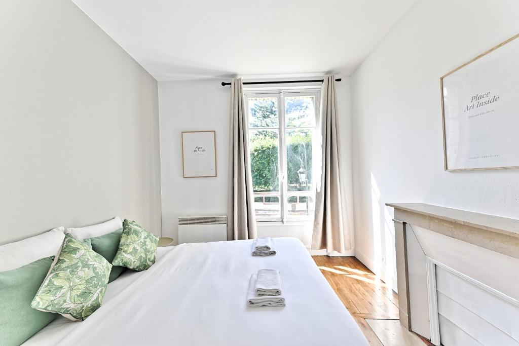 Postel nebo postele na pokoji v ubytování Appartement Spacieux et paisible Magnifique Vue