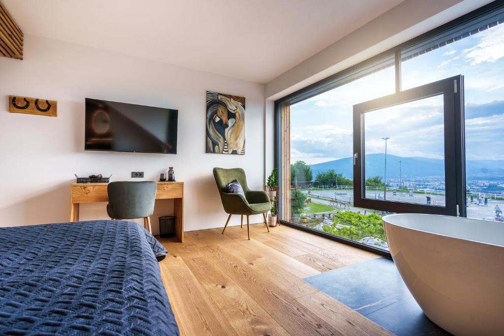 Nespecifikovaný výhled na hory nebo výhled na hory při pohledu z hotelu