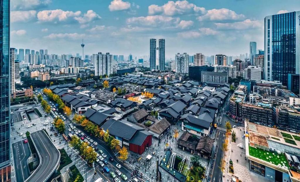 ホテルから撮影された、または一般的な成都市の景色