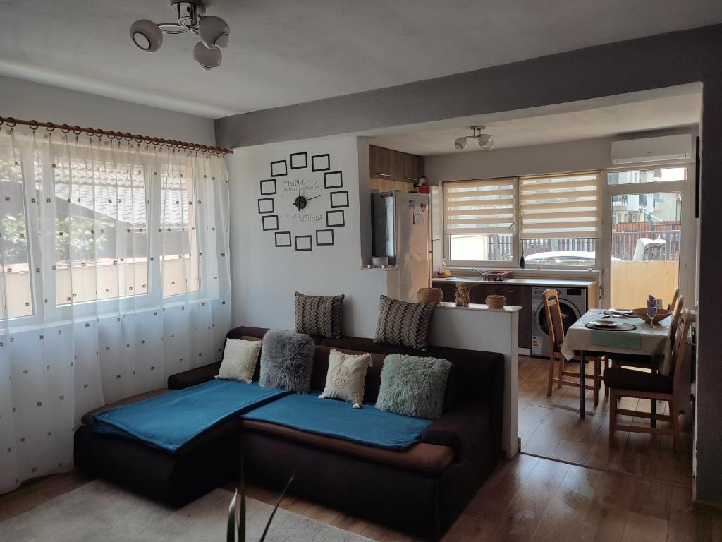 ein Wohnzimmer mit Sofa und Tisch in der Unterkunft Marian House in Sibiu