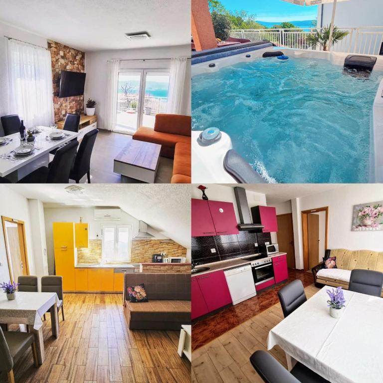 a collage of pictures of a swimming pool at Apartments Lujić in Crikvenica