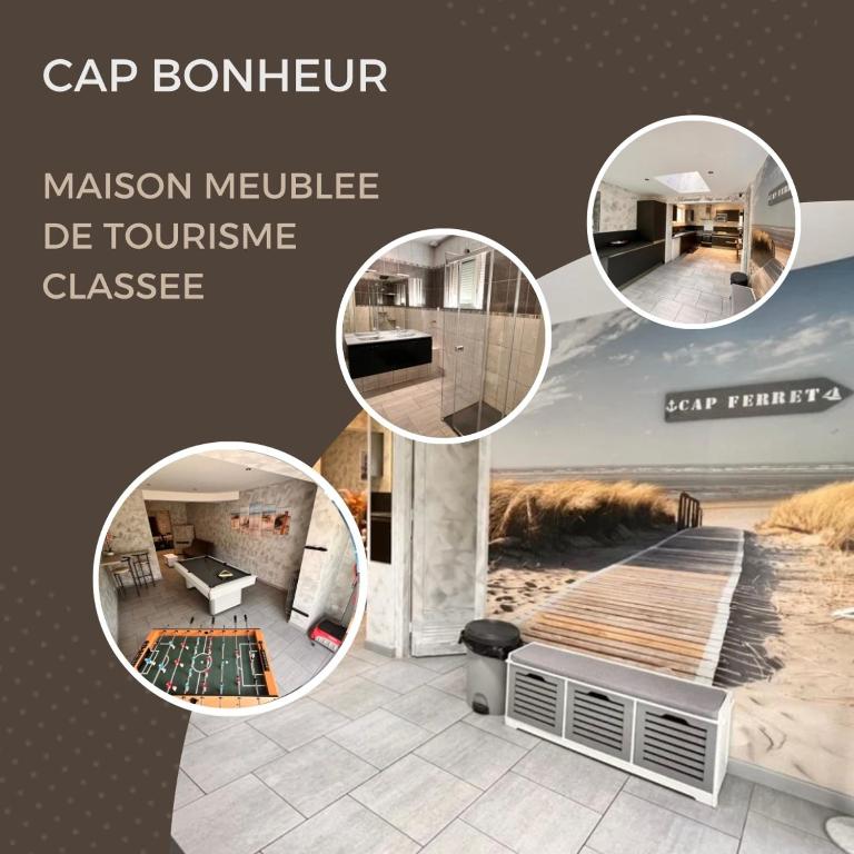 un collage de photos avec une photo d'une maison dans l'établissement Cap bonheur by Carine, à Lège-Cap-Ferret