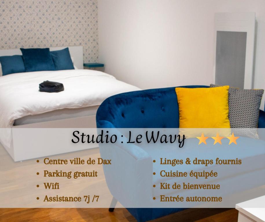 Ένα ή περισσότερα κρεβάτια σε δωμάτιο στο WAVY, studio centre ville DAX