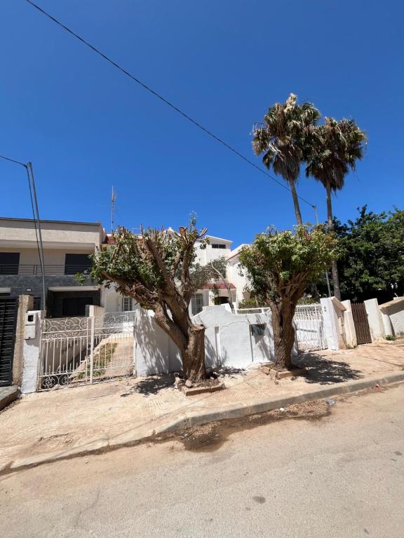dos árboles delante de una valla en una calle en Saidia, en Saidia 