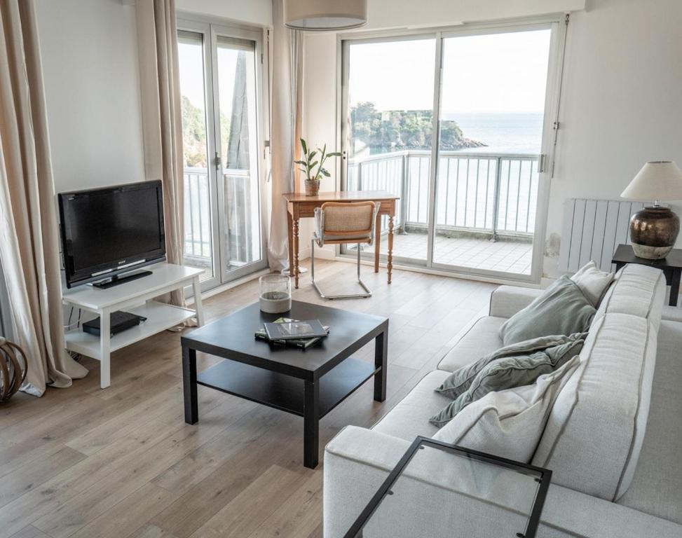 TV a/nebo společenská místnost v ubytování Appartement pied dans l'eau - La Comtesse