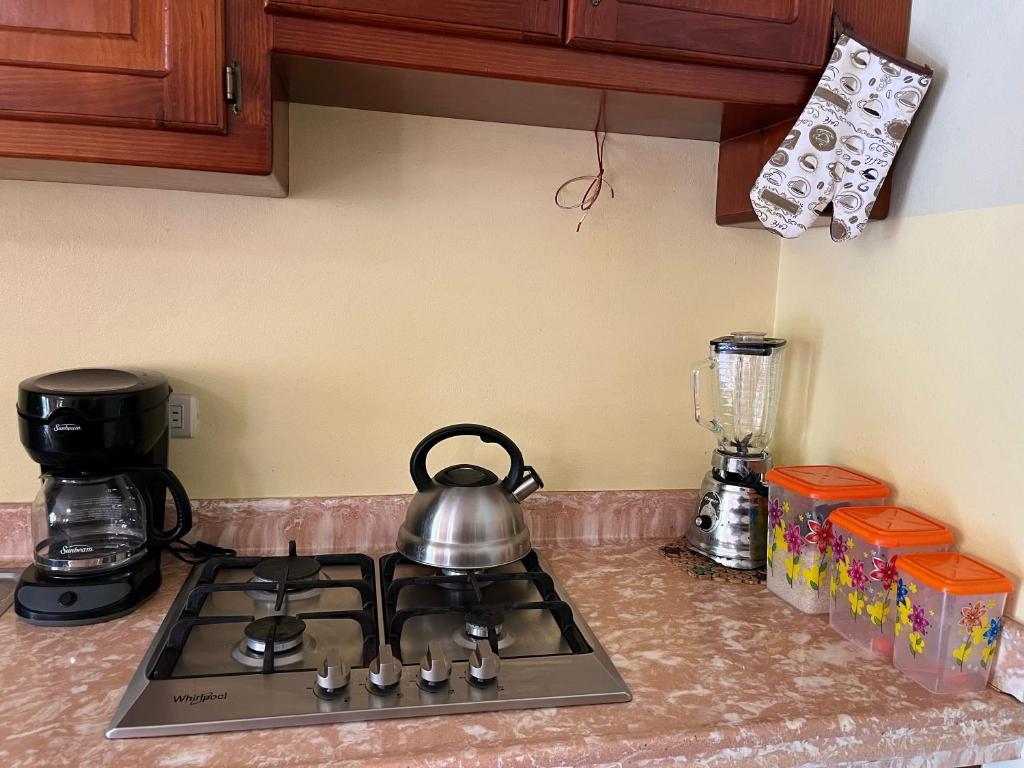 Cucina o angolo cottura di Beach Apartment on Samana Bay with Pool, AC, Fast Wi-Fi, Walk to Beach & River, Whale Watching, Near Salto El Limón