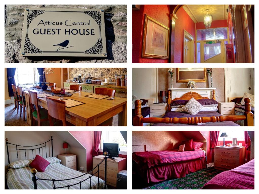 a collage of four pictures of a guest house at Atticus Central Guest House in Aberdeen