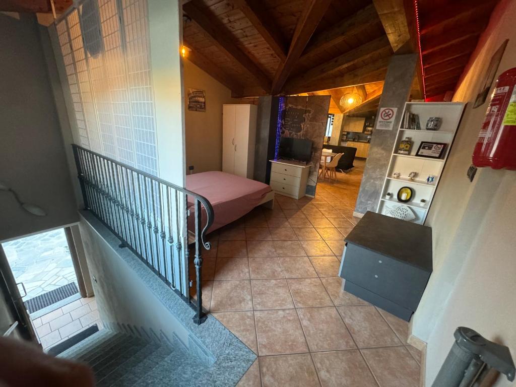 Postel nebo postele na pokoji v ubytování Stea monolocale loft in villa