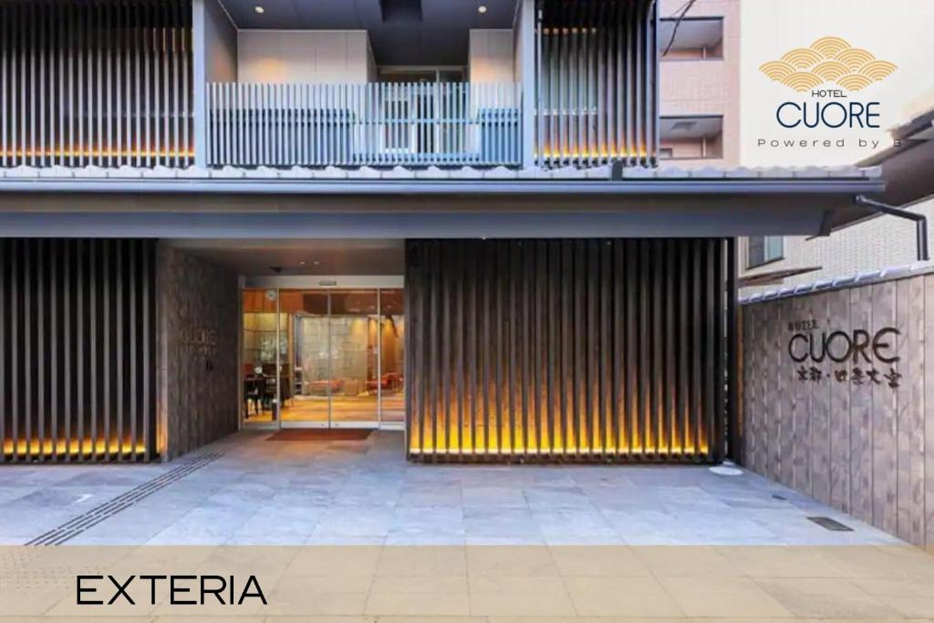 a store front with a building with a lobby at HOTEL CUORE Kyoto Shijo Omiya in Kyoto
