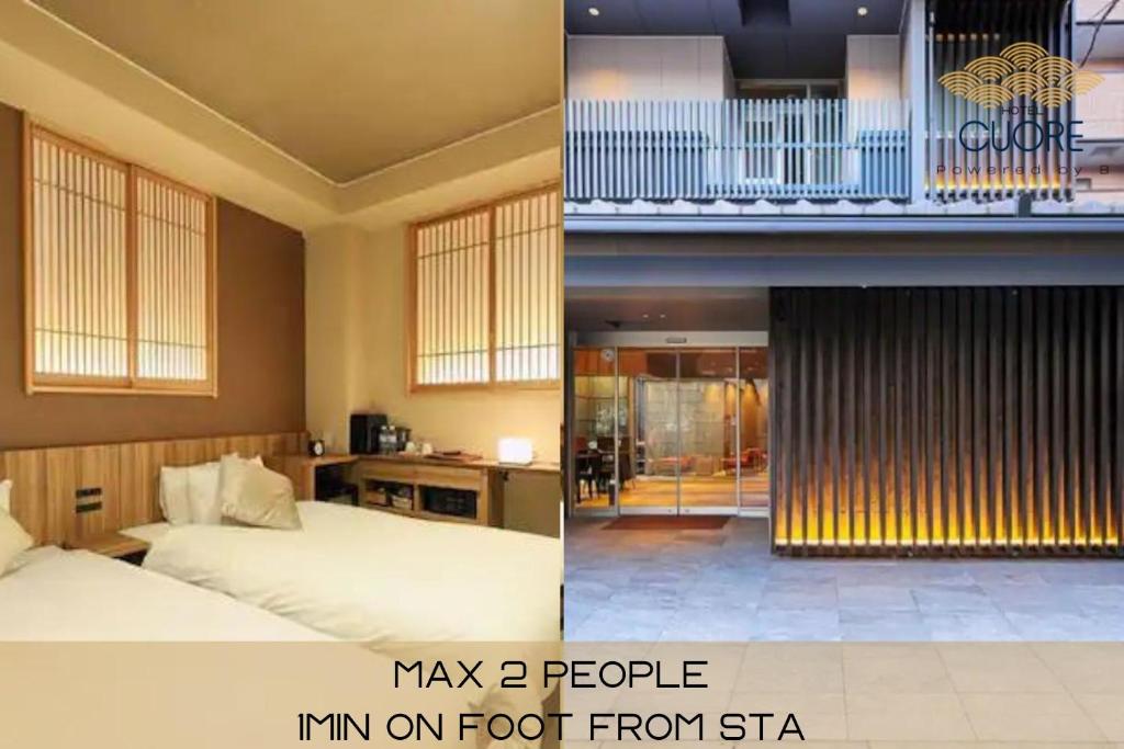 Postel nebo postele na pokoji v ubytování HOTEL CUORE Kyoto Shijo Omiya