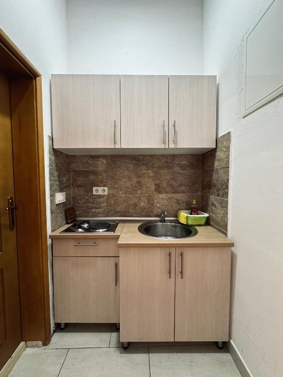 Kuchyň nebo kuchyňský kout v ubytování Apartments Mango