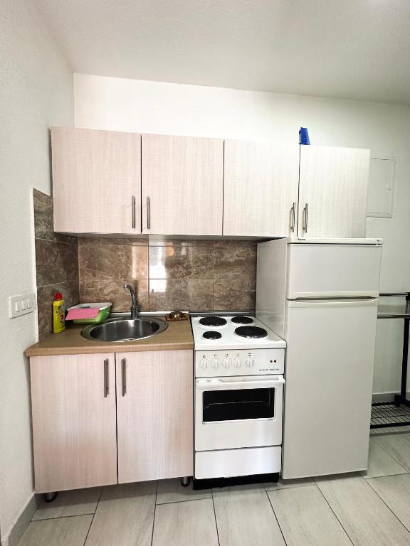 Kuchyň nebo kuchyňský kout v ubytování Apartments Mango