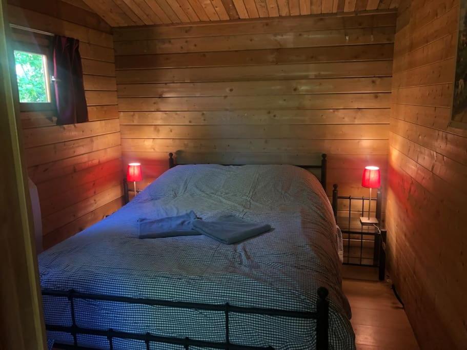 Postel nebo postele na pokoji v ubytování Domaine La Faix, Gite la Forestière
