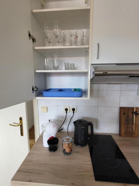 Kuchyň nebo kuchyňský kout v ubytování Apartments Vidmar near Bled