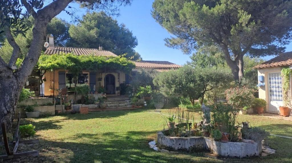 une maison dotée d'une cour avec des plantes devant elle dans l'établissement villa provençale, à Arles