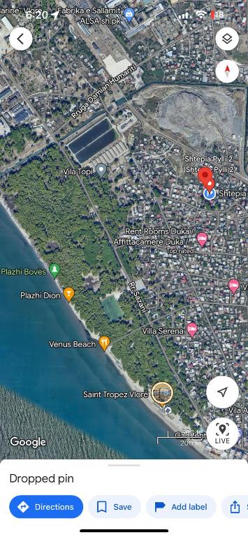 een kaart van een stad op Google Maps bij Villa Grace in Vlorë