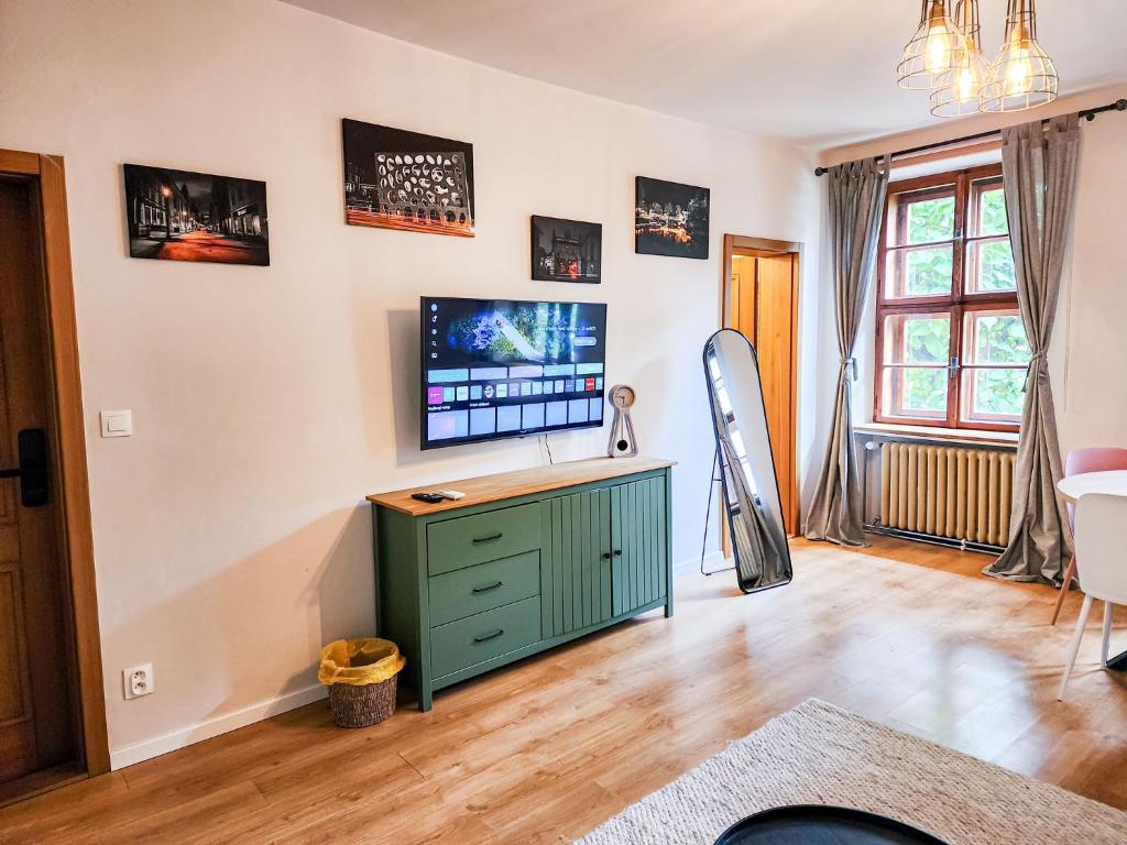 TV a/nebo společenská místnost v ubytování Apartmány Rangifer